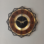 Ceviz Renkli Işıklı Duvar Saati - Geometrik Modern Saat - Görsel 5