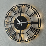 Işıklı Roma Rakamlı Duvar Saati - Büyük Dekoratif Saat 50x50 cm - Görsel 2