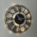 Işıklı Roma Rakamlı Duvar Saati - Büyük Dekoratif Saat 50x50 cm - Görsel 3