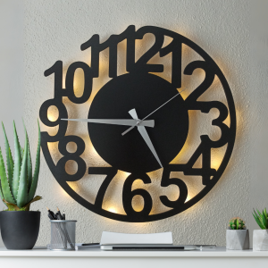 Modern Sayısal Işıklı Duvar Saati - Dekoratif Büyük Saat