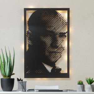 Atatürk Silüet Işıklı Duvar Dekoru – Şık ve Anlamlı Tasarım