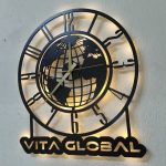 Dünya Haritası Temalı LED Işıklı Modern Duvar Saati 50x50 cm - Görsel 6