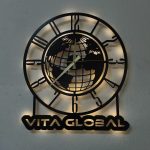 Dünya Haritası Temalı LED Işıklı Modern Duvar Saati 50x50 cm - Görsel 4