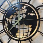 Dünya Haritası Temalı LED Işıklı Modern Duvar Saati 50x50 cm - Görsel 7