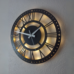 Modern Roma Rakamlı Işıklı Duvar Saati - Dekoratif Saat 50x50 cm - Görsel 2