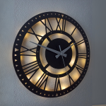 Modern Roma Rakamlı Işıklı Duvar Saati - Dekoratif Saat 50x50 cm - Görsel 3