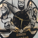 Erkek Kuaförü İçin Özel Tasarım Işıklı Duvar Saati 50x50 cm - Görsel 4