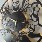 Erkek Kuaförü İçin Özel Tasarım Işıklı Duvar Saati 50x50 cm - Görsel 5