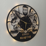 Erkek Kuaförü İçin Özel Tasarım Işıklı Duvar Saati 50x50 cm - Görsel 2