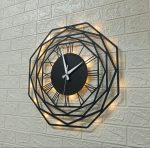 Sekizgen Tasarımlı Işıklı Duvar Saati 40x40 cm - Görsel 4