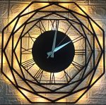 Sekizgen Tasarımlı Işıklı Duvar Saati 40x40 cm - Görsel 3