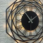 Sekizgen Tasarımlı Işıklı Duvar Saati 40x40 cm - Görsel 5