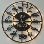 İş Makineleri İsimli Işıklı Duvar Saati, Hafriyat Firmaları 50x50 cm - Görsel 2