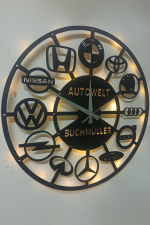 Araba Markalarından Oluşan Işıklı ve İsime Özel Duvar Saati - Görsel 3