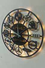 Araba Markalarından Oluşan Işıklı ve İsime Özel Duvar Saati - Görsel 4