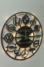 Araba Markalarından Oluşan Işıklı ve İsime Özel Duvar Saati - Görsel 5