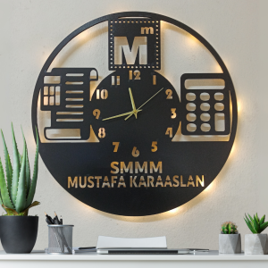 Mali Müşavir Işıklı Duvar Saati – Prestijli Ofis Dekoru