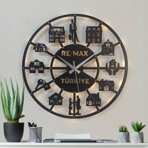 Gayrimenkul ve Emlakçılar İçin İsimli ve Işıklı Duvar Saati