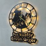 Veteriner Kliniği LED Işıklı MDF Duvar Saati - Pet Kuaförü 50x50 cm - Görsel 2